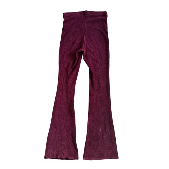 TOPSHOP Cranberry Textured Flare Leg High Waist Pull On Pants Size 10 Tall - Picture 3 of 8